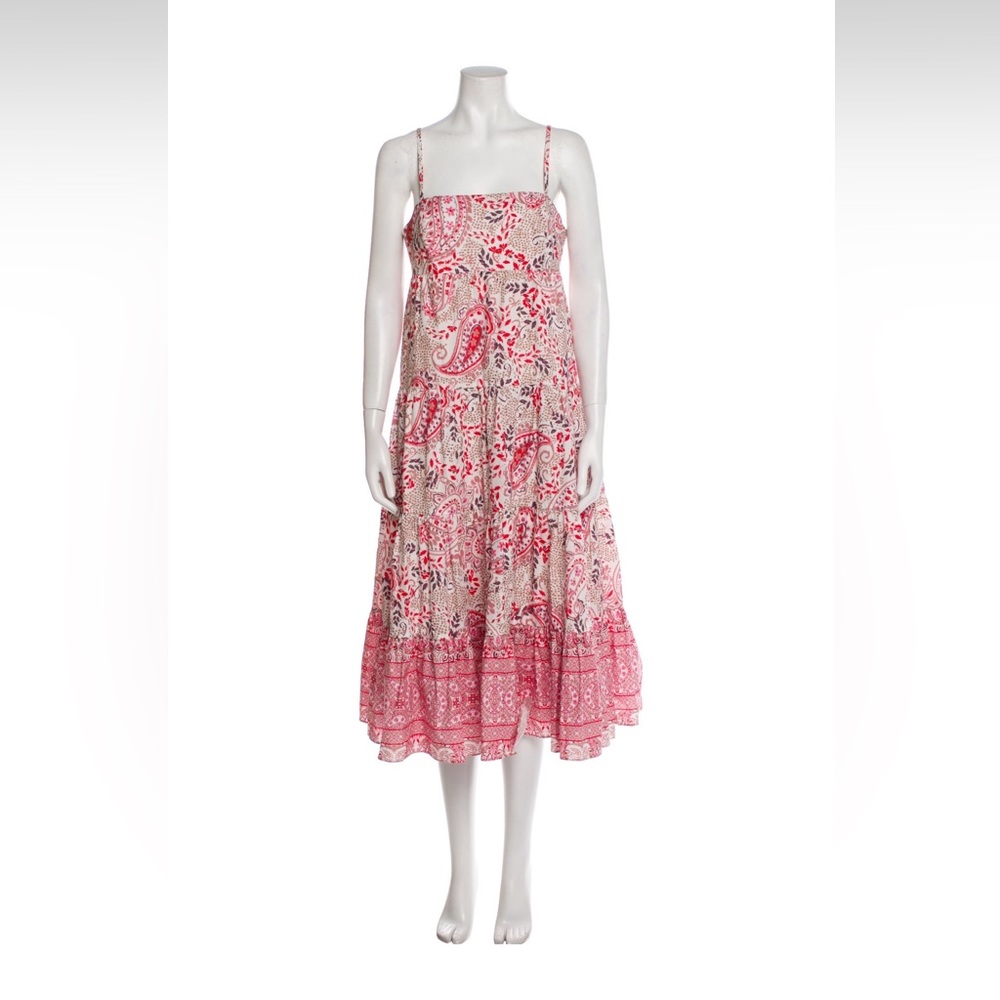 CARA CARA HALEY PAISLEY PRINTED DRESS SIZE XS IVORY/MULTICOLOR 100% COTTON